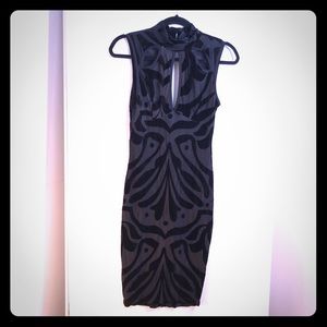 Mock neck velvet burnout dress